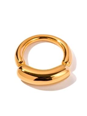 NWT 18K Gold Plated Minimalist Statement Chunky Ring Sz. 7